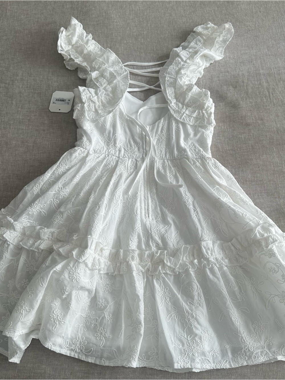 Altar’d State White Floral Ruffled Mini Lace Summer Sleeveless Dress NEW Sz XS - Picture 10 of 11